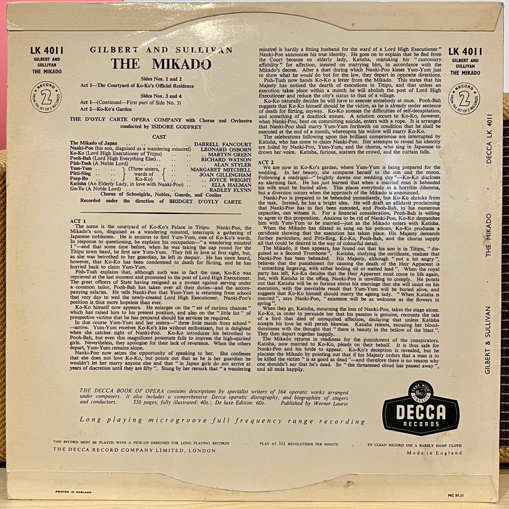 vinyl D'Oyly Carte Opera Company – The Mikado