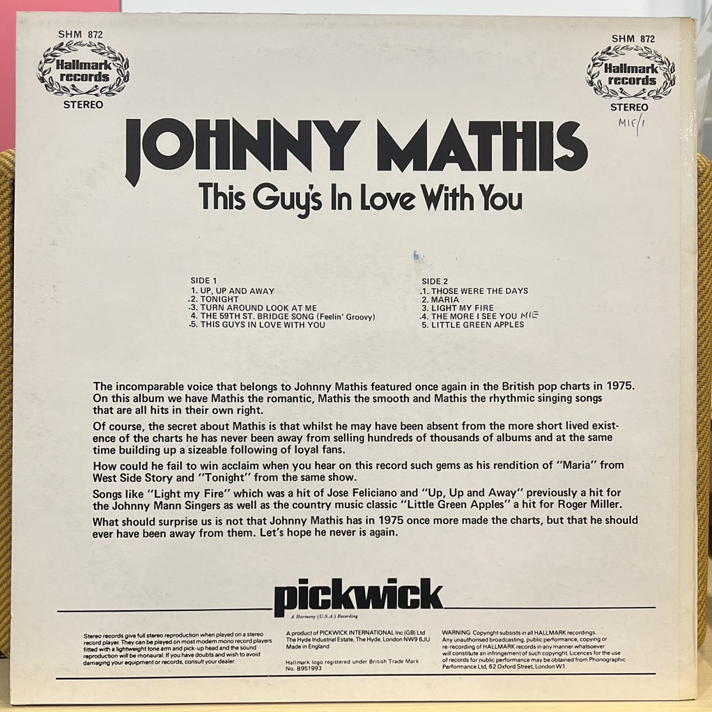 vinyl Johnny Mathis – This Guy's In Love With You
