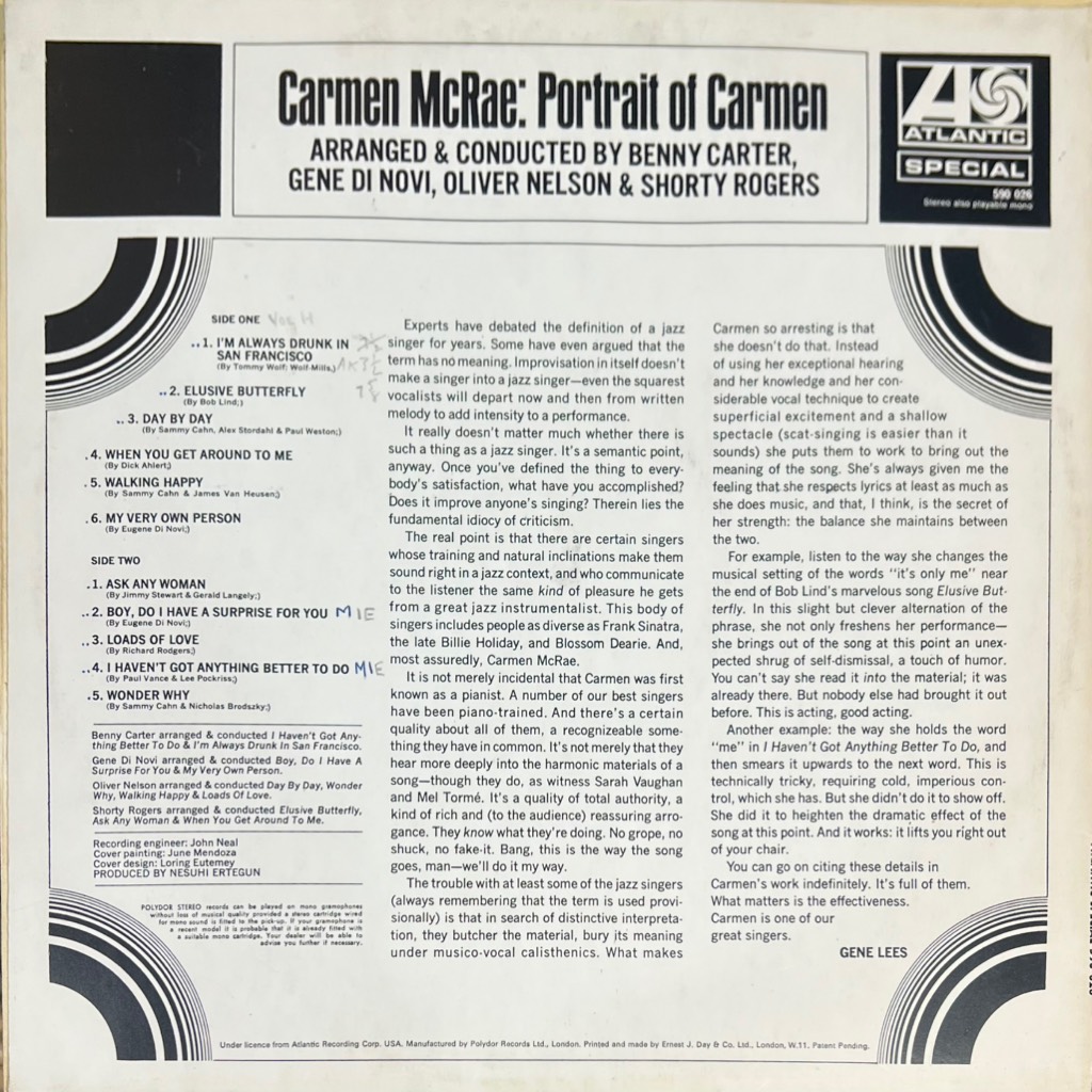 vinyl Carmen McRae – Portrait Of Carmen