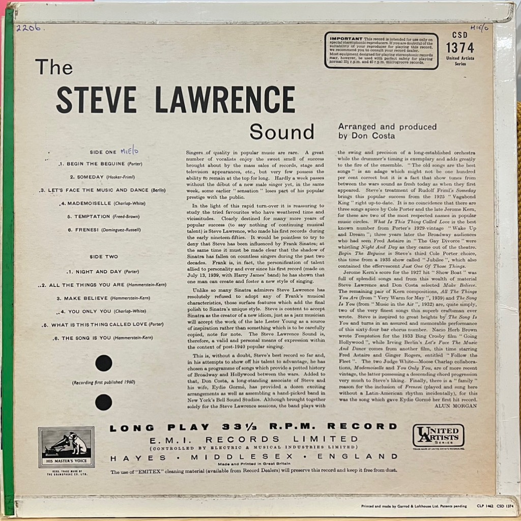vinyl Steve Lawrence – The Steve Lawrence Sound
