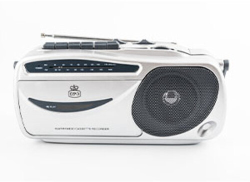 GPO Retro GPO9401 9401 Portable AM/FM Radio Cassette Recorder Player - Silver (Large Item, Silver)