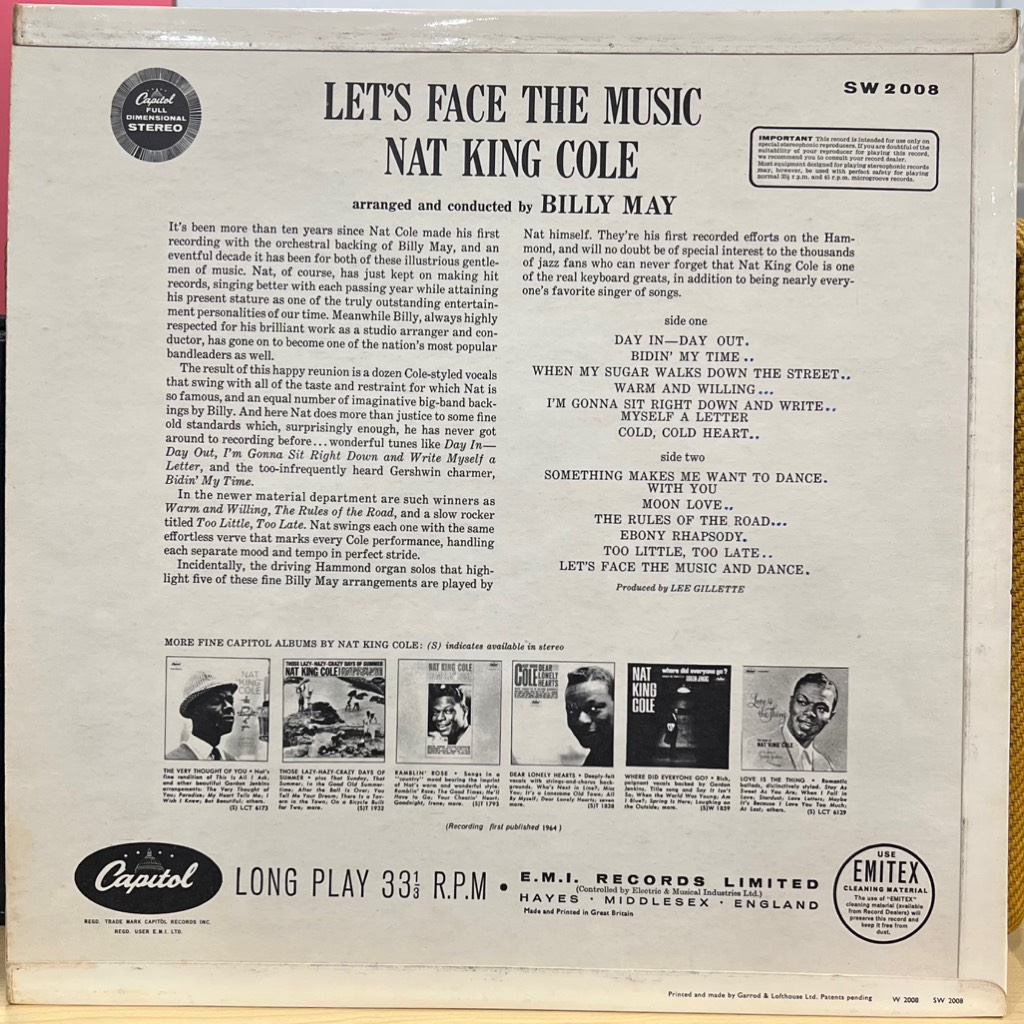 vinyl Nat King Cole – Let's Face The Music