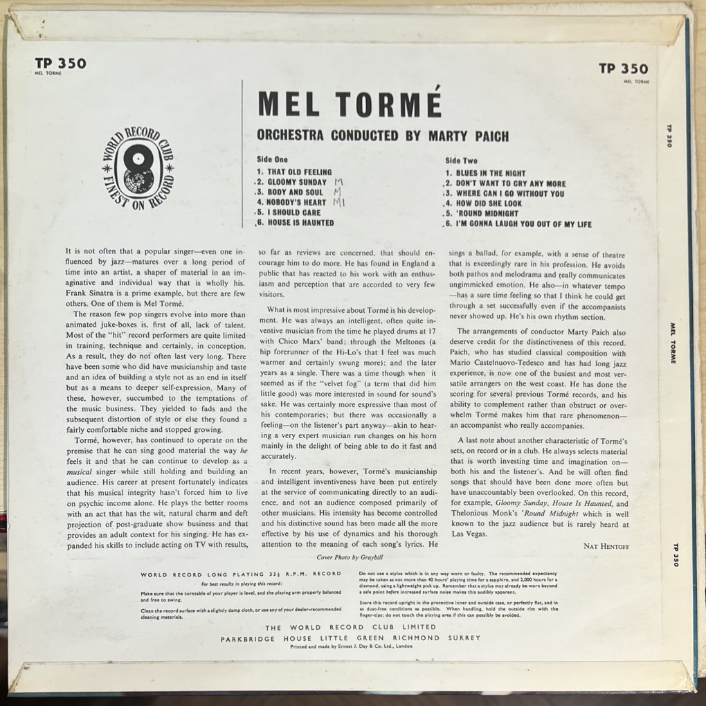 vinyl Mel Tormé – Tormé