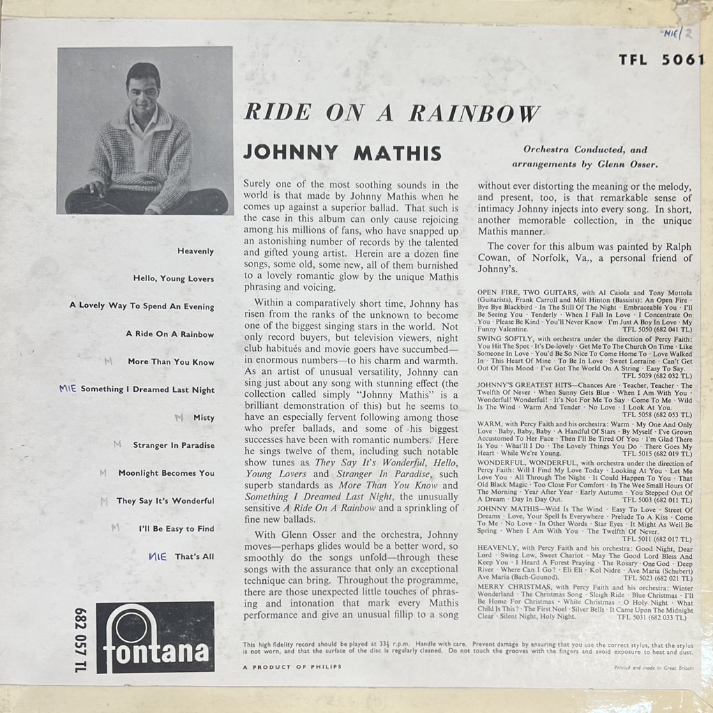 thuê vinyl Johnny Mathis – Ride On A Rainbow