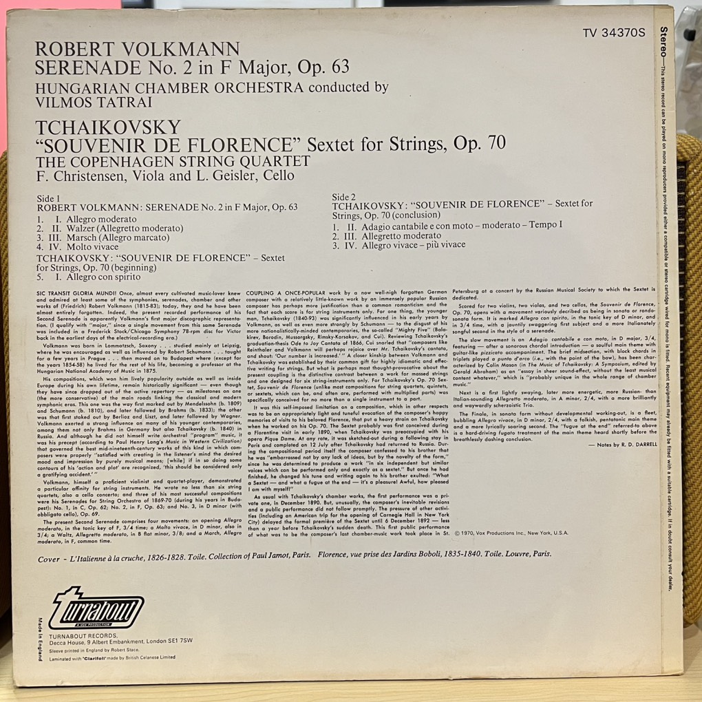 vinyl Tchaikovsky, Volkmann – Sextet, Op. 70 