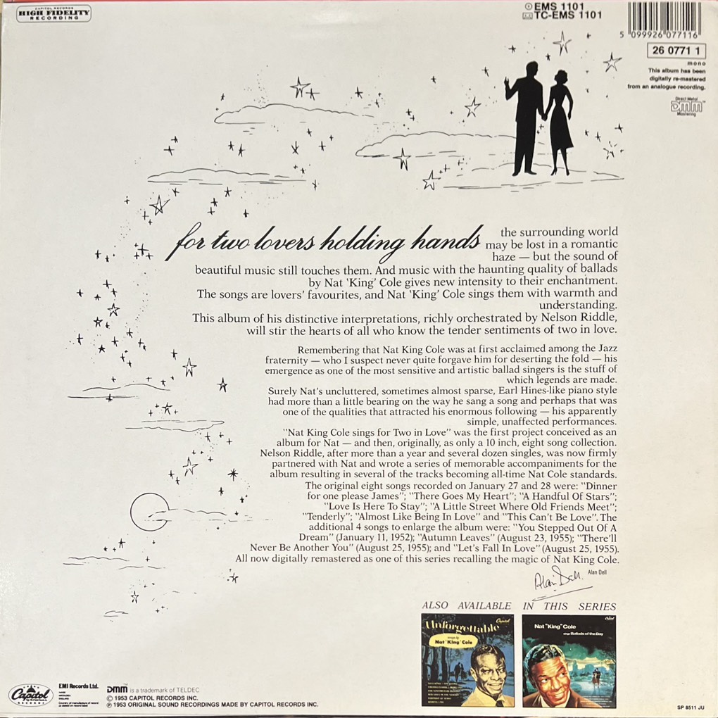 vinyl Nat 'King' Cole – Nat 'King' Cole Sings For Two In Love