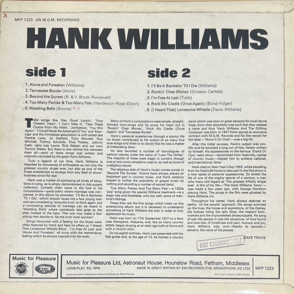 vinyl Hank Williams – Hank Williams