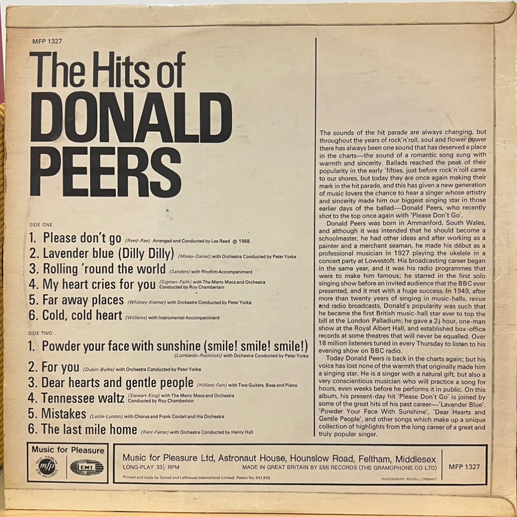 vinyl Donald Peers – The Hits Of Donald Peers