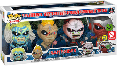 FUNKO POP! ROCKS: Iron Maiden - Eddie 4PK Glow in the Dark Box Set (AE Exclusive) (Large Item, Vinyl Figure, AE Exclusive)