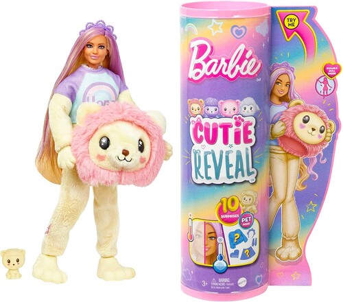 Mattel - Barbie Cutie Reveal - Cozy Cute Tees Barbie with Lion (Large Item, Doll)