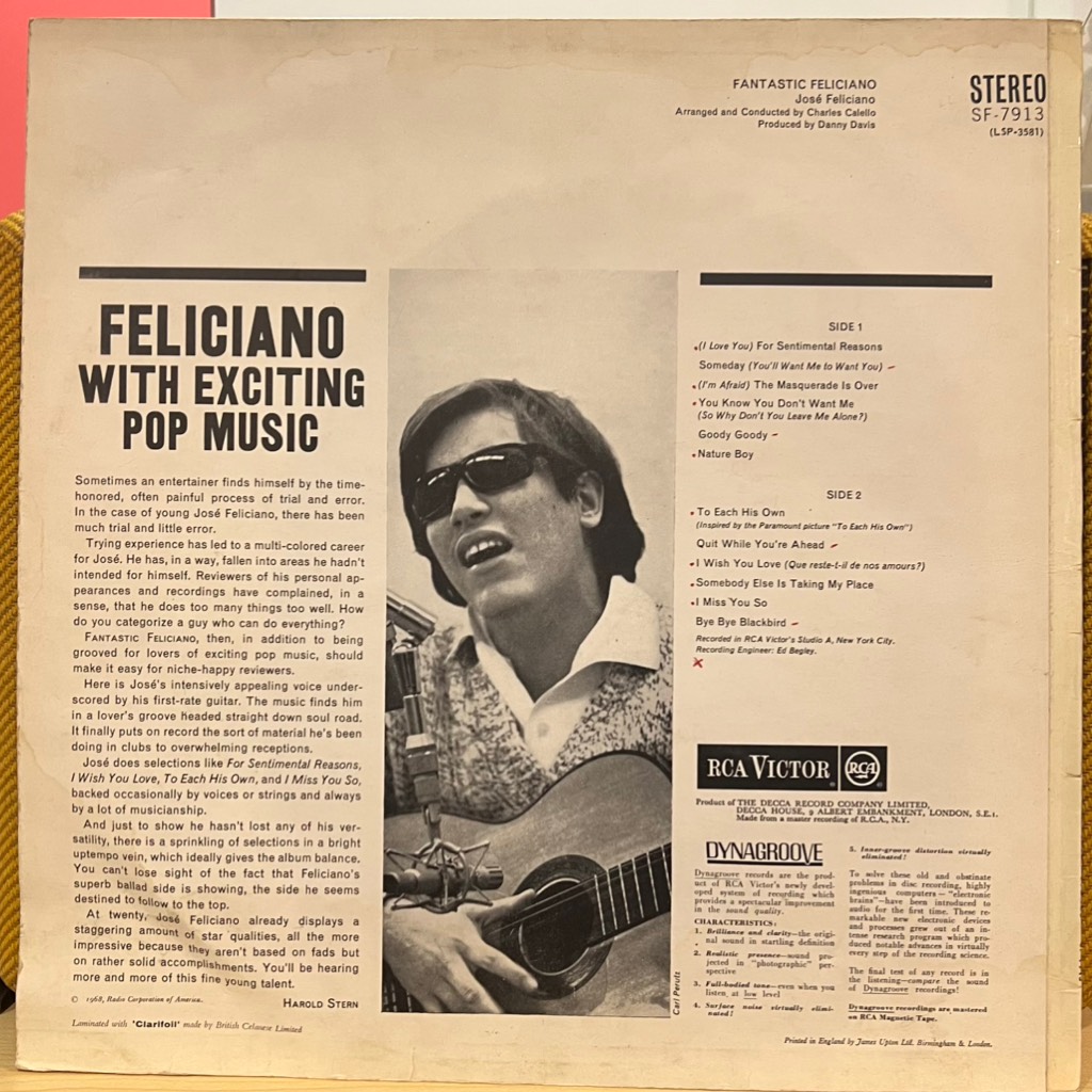vinyl Jose Feliciano – Fantastic Feliciano - The Voice And Guitar Of José Feliciano