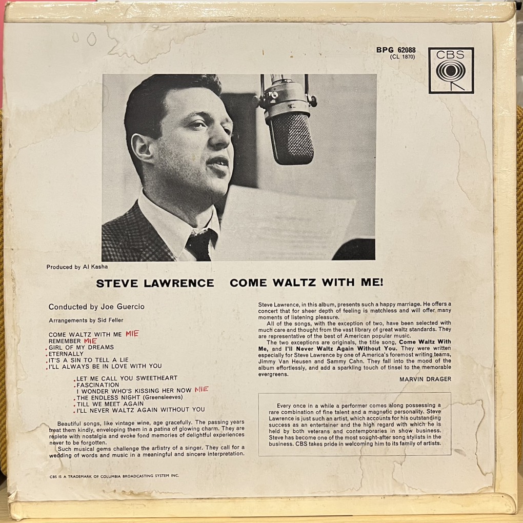 vinyl Steve Lawrence – Come Waltz With Me