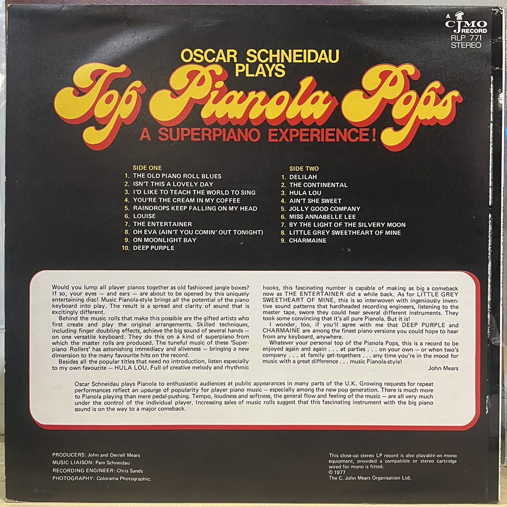 vinyl Oscar Schneidau – Top Piano Pops