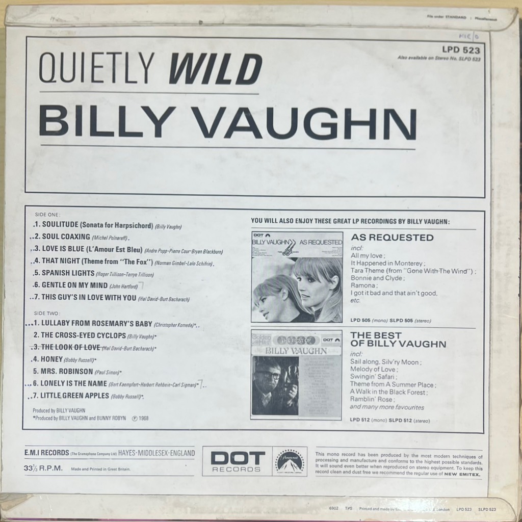 vinyl Billy Vaughn – Quietly Wild