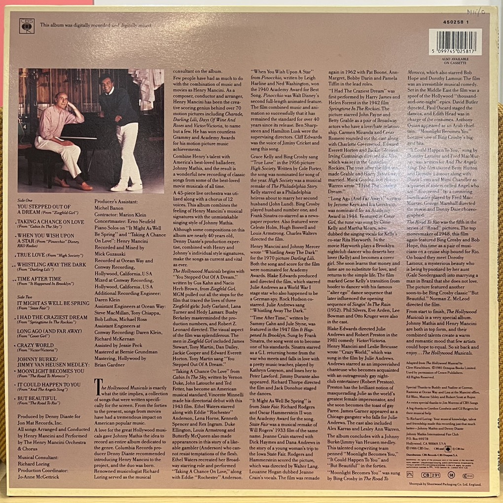 vinyl Johnny Mathis And Henry Mancini – The Hollywood Musicals