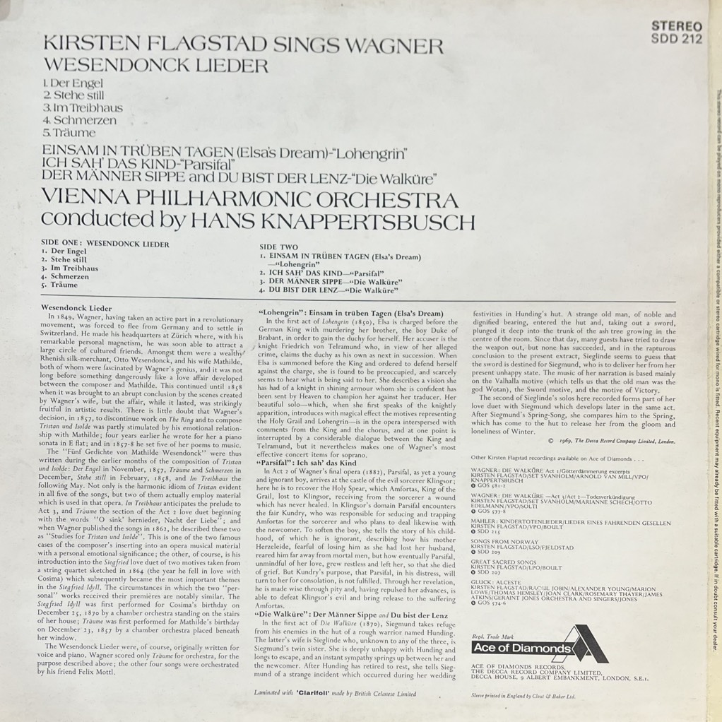 vinyl Kirsten Flagstad Sings Wagner - Vienna Philharmonic Orchestra, Knappertsbusch – Wesendonk Lieder