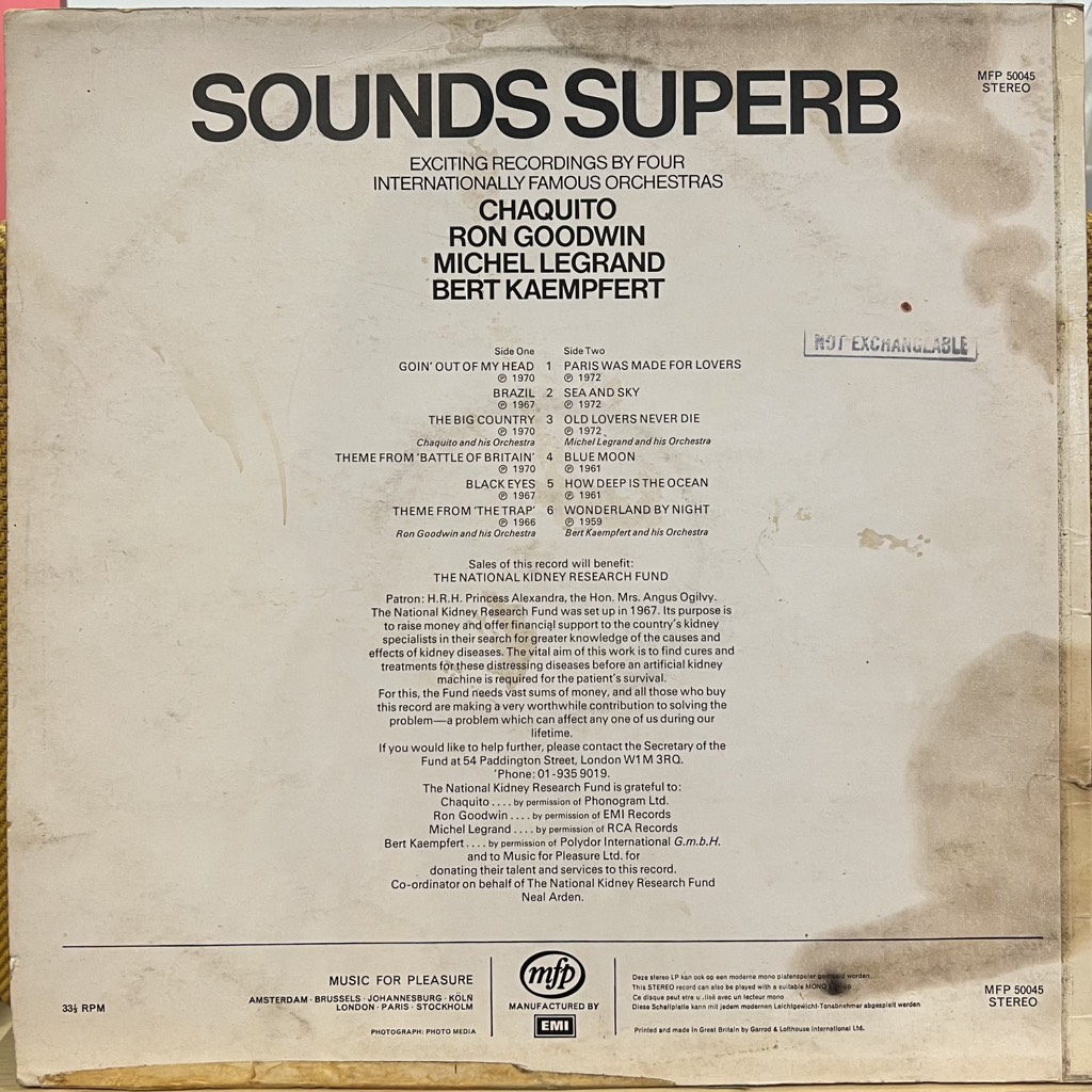vinyl Bert Kaempfert / Michel Legrand / Chaquito / Ron Goodwin – Sounds Superb Bert Kaempfert - Sounds Superb