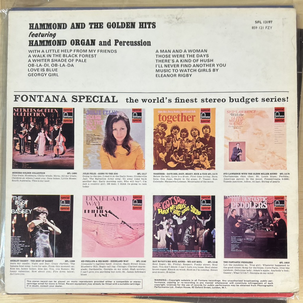 vinyl Hammond And The Golden Hits Featuring Hammond Organ And Percussion
