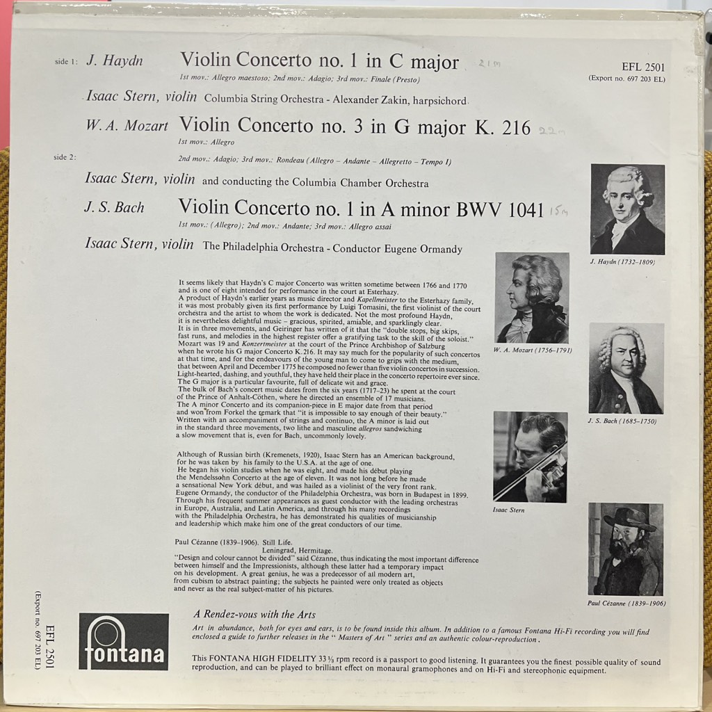 vinyl Haydn, Mozart, Bach, Isaac Stern – Violin Concertos