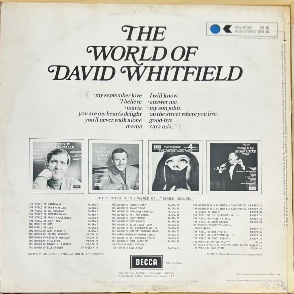 thuê vinyl David Whitfield – The World Of David Whitfield