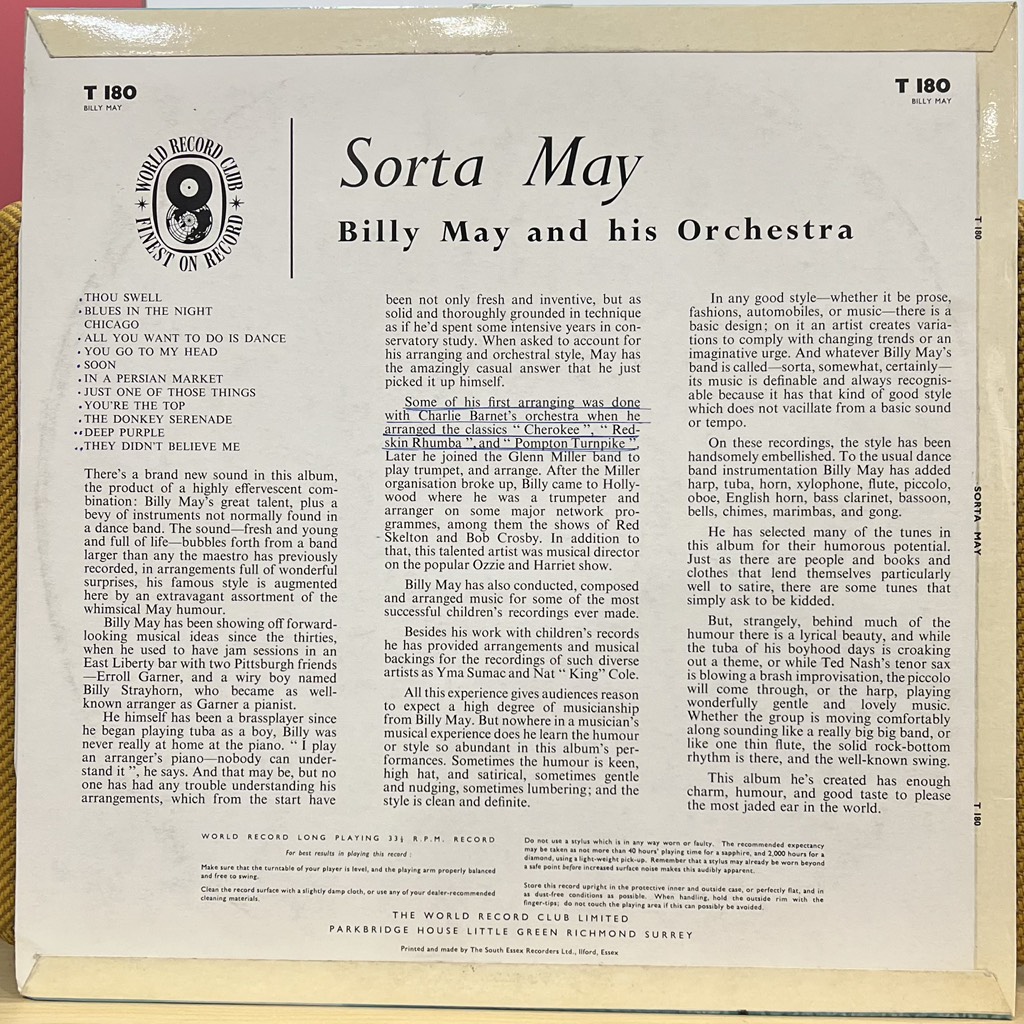 vinyl Billy May And His Orchestra – Sorta May