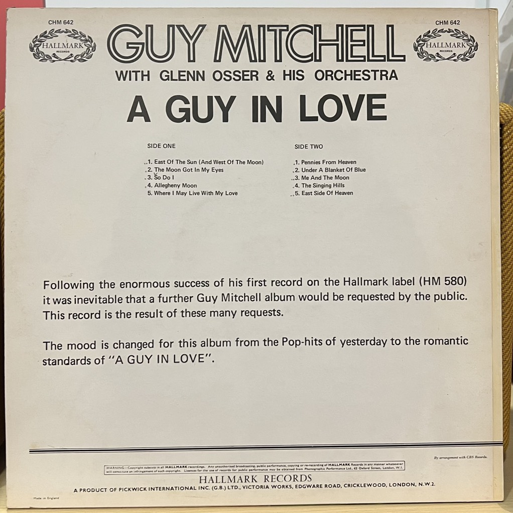 vinyl Guy Mitchell With Glenn Osser And His Orchestra – A Guy In Love