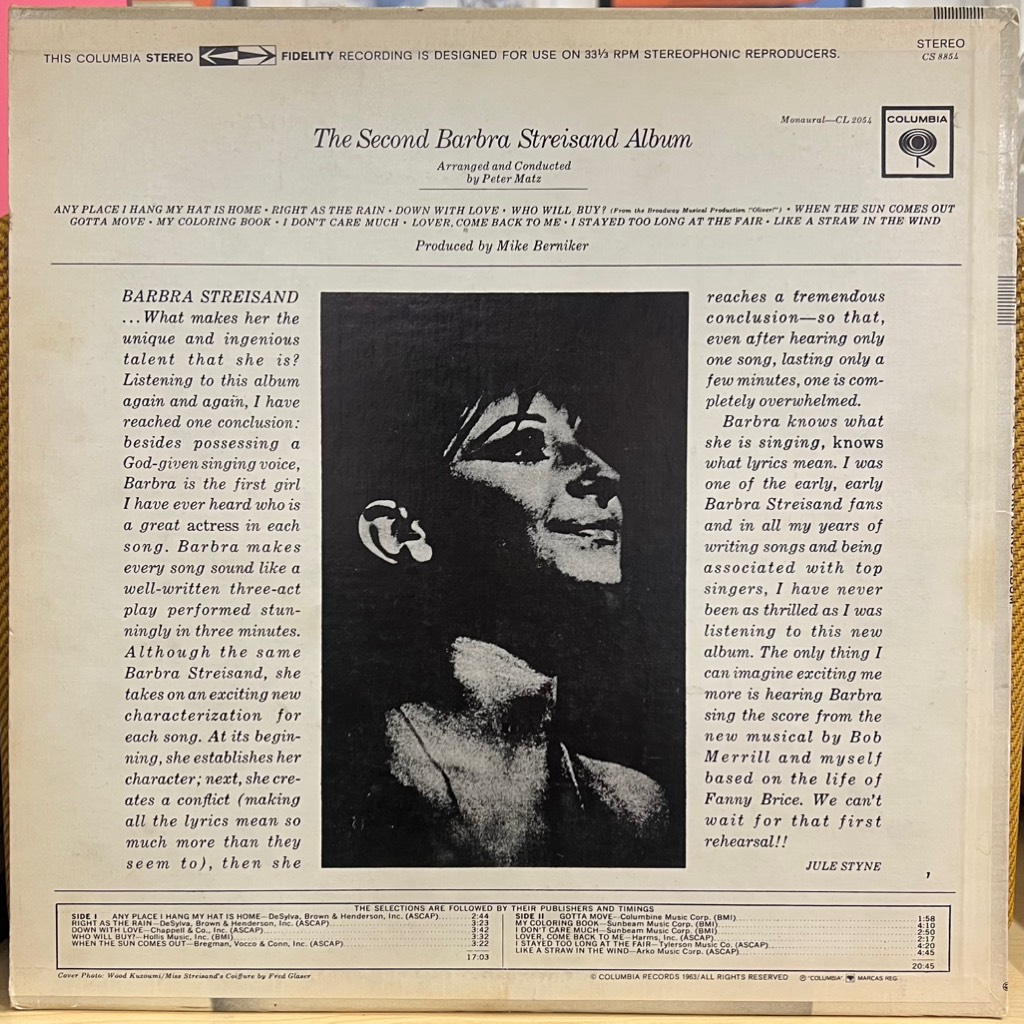 vinyl Barbra Streisand – The Second Barbra Streisand Album