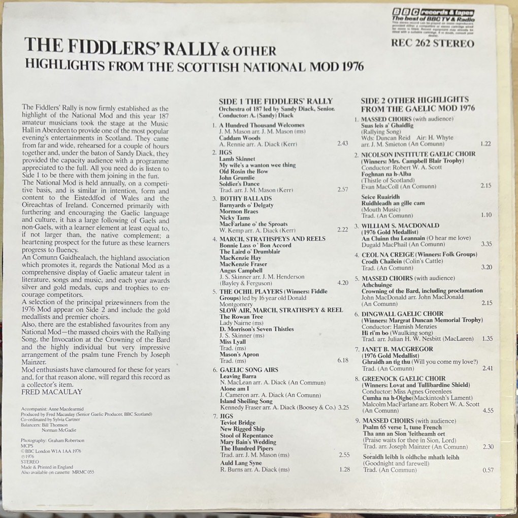 vinyl Various – The Fiddlers' Rally & Other Highlights From The Scottish National Mod 1976