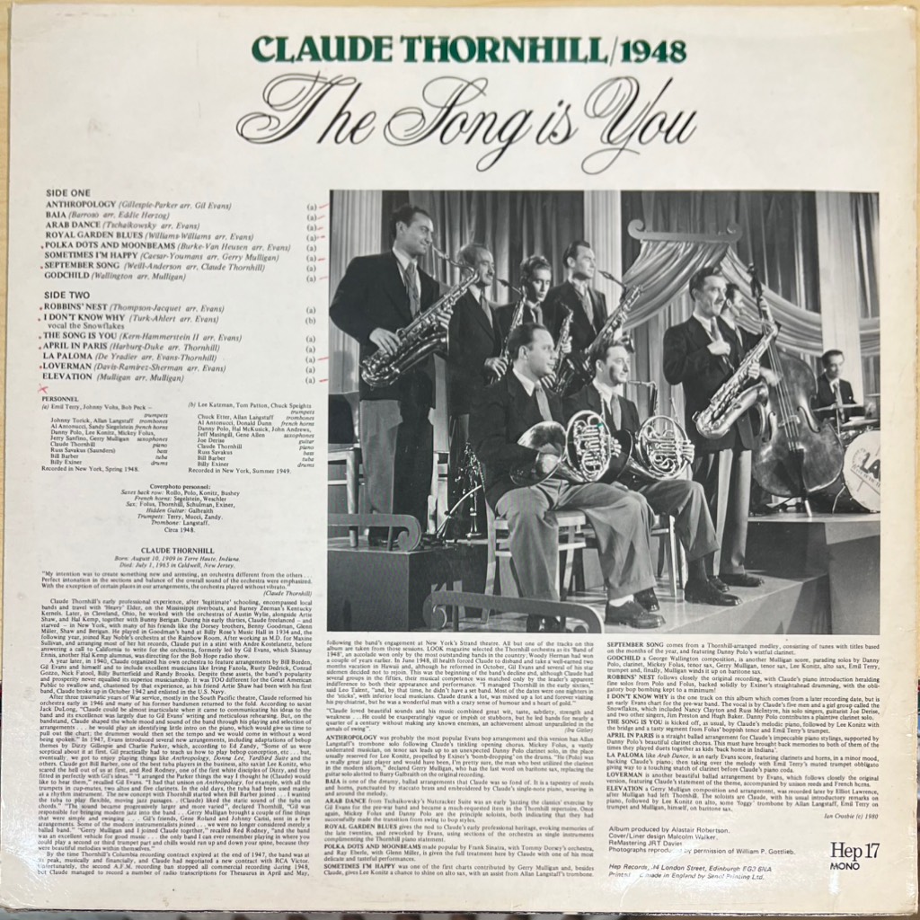 vinyl Claude Thornhill And His Orchestra – 1948 - The Song Is You
