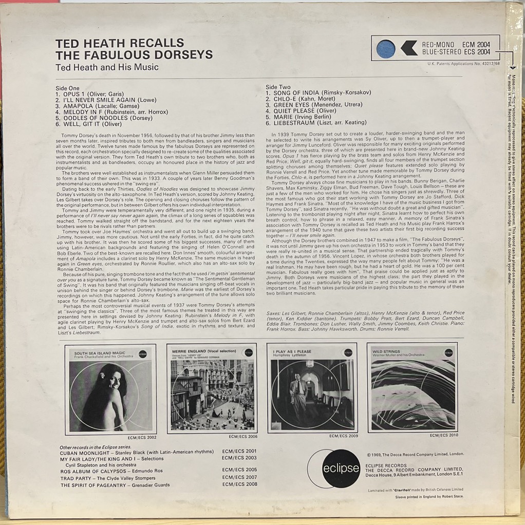 vinyl Ted Heath – Ted Heath Recalls The Fabulous Dorseys