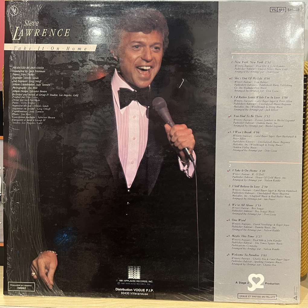 vinyl Steve Lawrence – Take It On Home