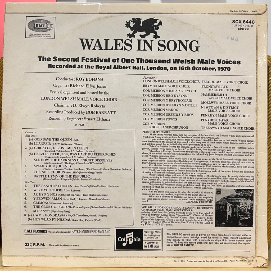 vinyl Festival Choir Of 1000 Welsh Male Voices – Wales In Song - The Second Festival Of 1000 Welsh Male Voices