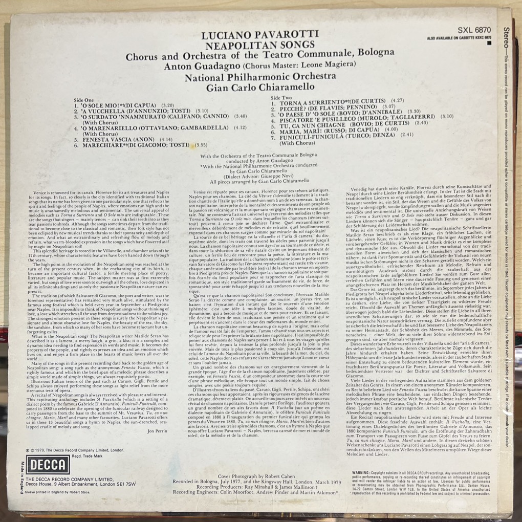 vinyl Luciano Pavarotti – O Sole Mio (Favourite Neapolitan Songs)