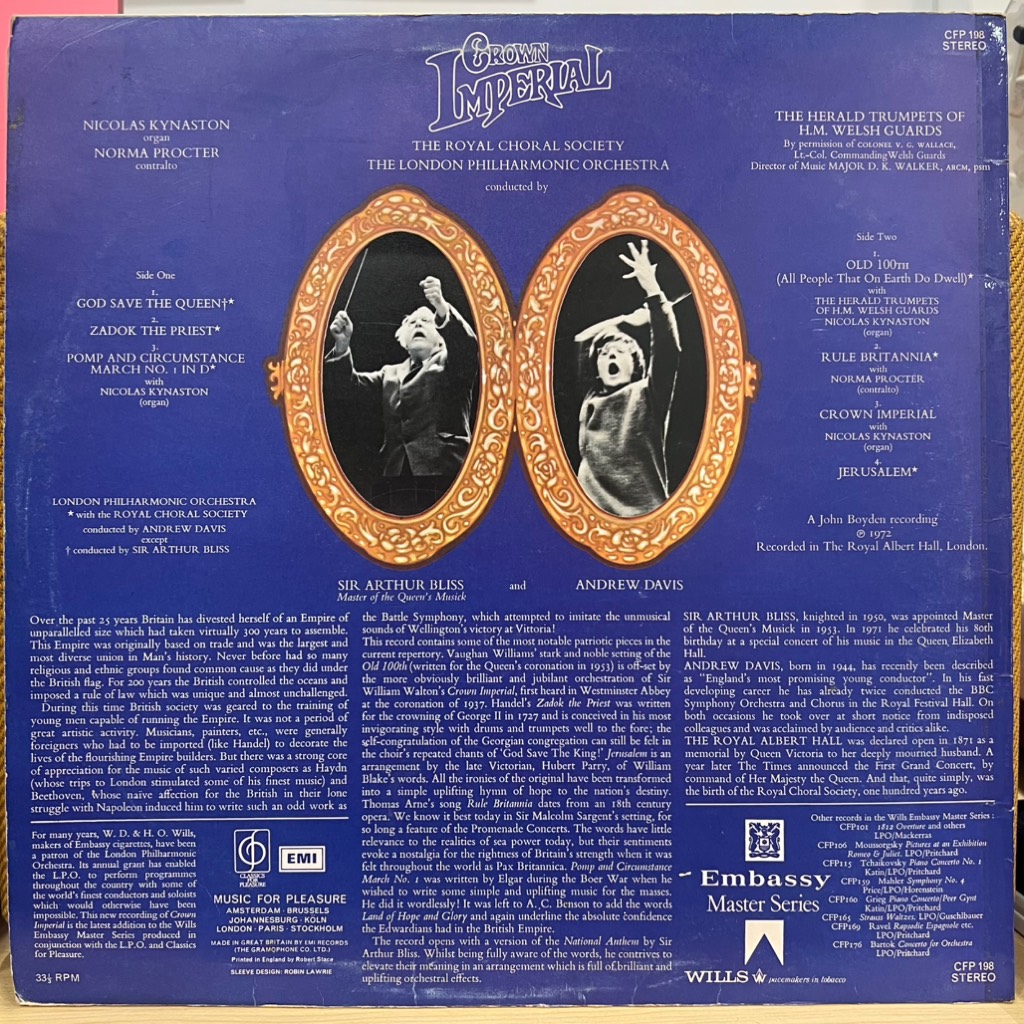 vinyl The Royal Choral Society, The London Philharmonic Orchestra Conducted By Sir Arthur Bliss – Crown Imperial