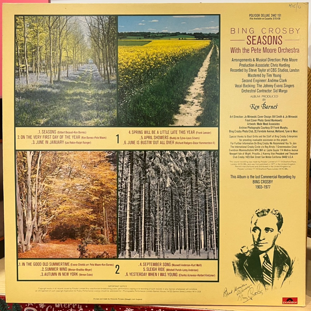 vinyl Bing Crosby With The Pete Moore Orchestra – Seasons