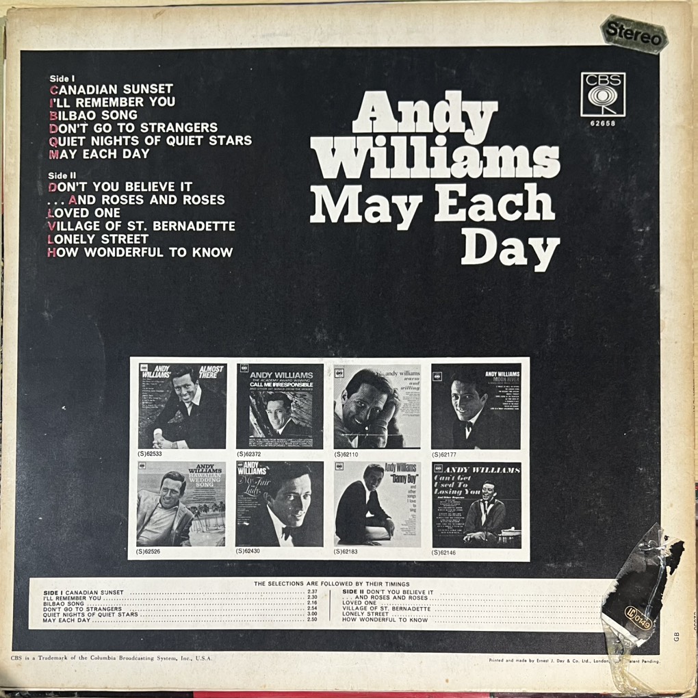vinyl Andy Williams – May Each Day