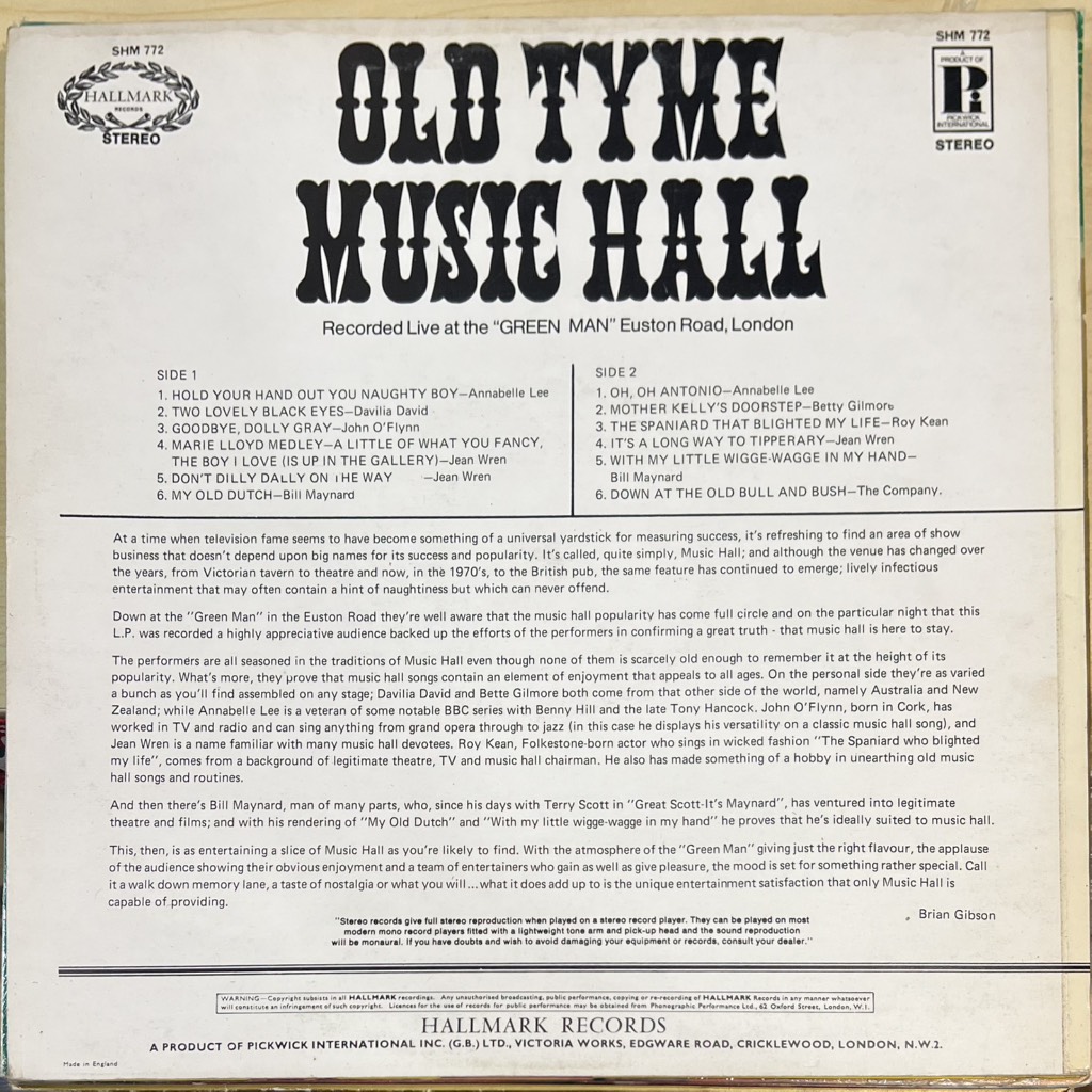 thuê vinyl Annabelle Lee, Bill Maynard, Davilia David, Roy Kean, John O'Flynn, Betty Gilmore, Jean Wren – Old Tyme Music Hall