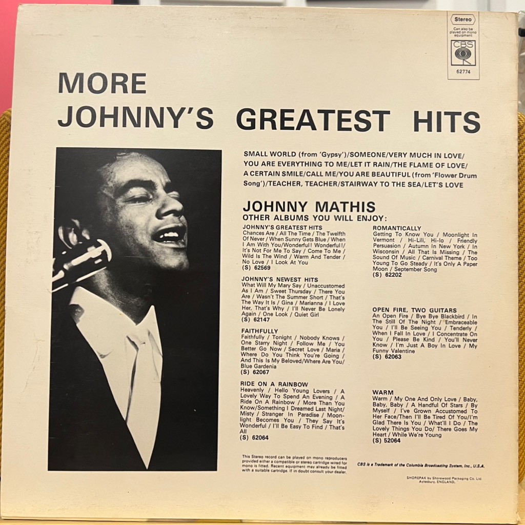 vinyl Johnny Mathis – More Johnny's Greatest Hits