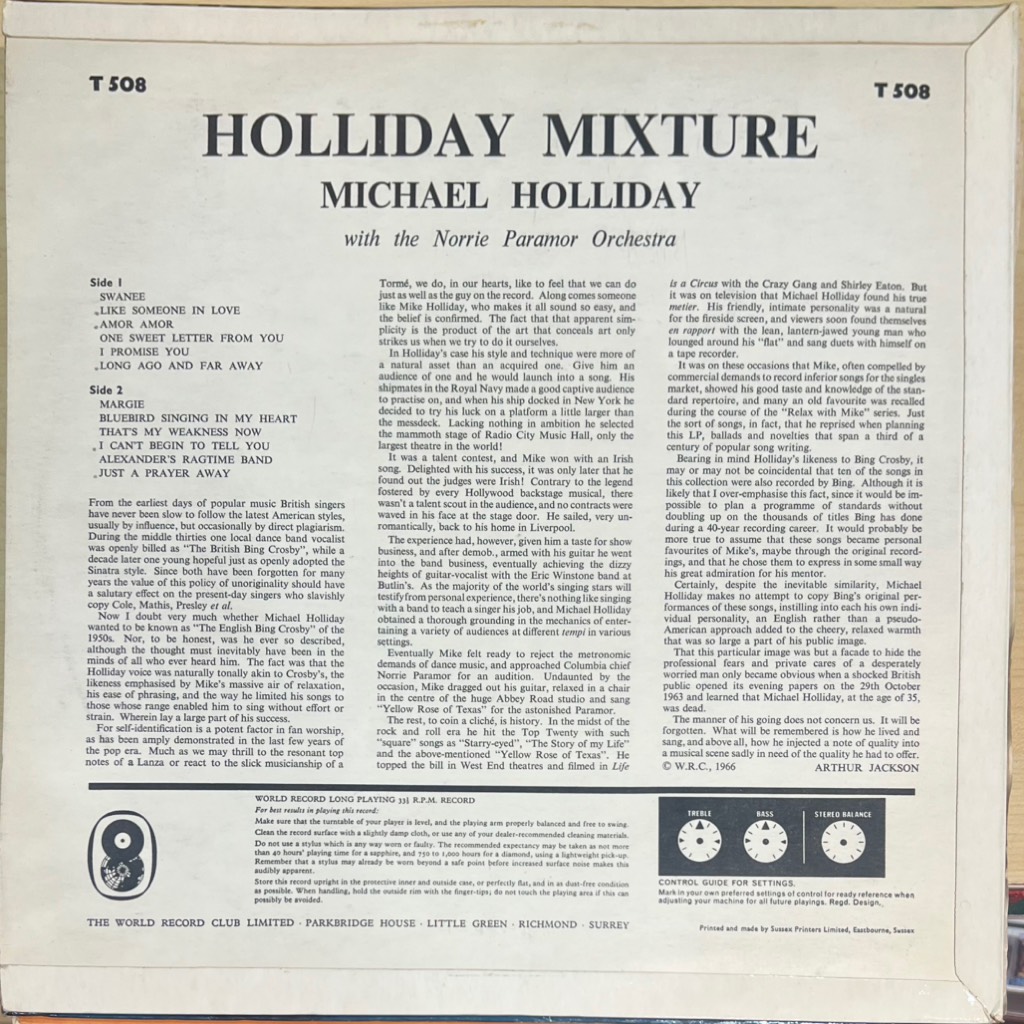 vinyl Michael Holliday With The Norrie Paramor Orchestra – Holliday Mixture