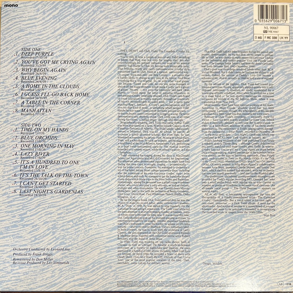 vinyl Dick Todd – Blue Orchids