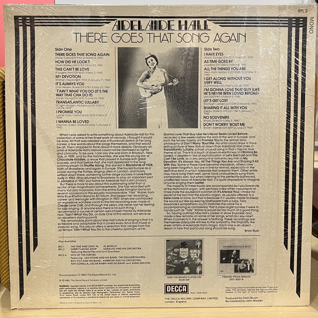 vinyl Adelaide Hall – There Goes That Song Again