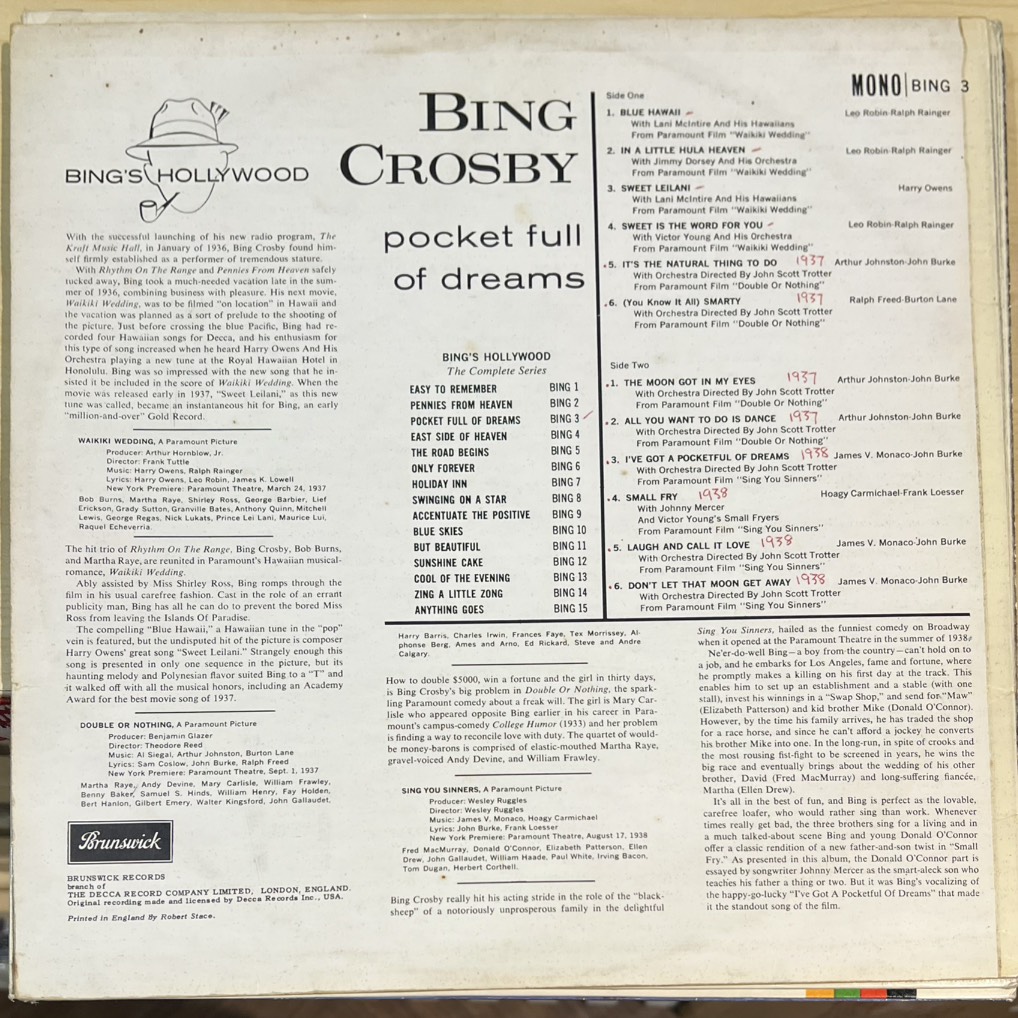 vinyl Bing Crosby – Pocket Full Of Dreams