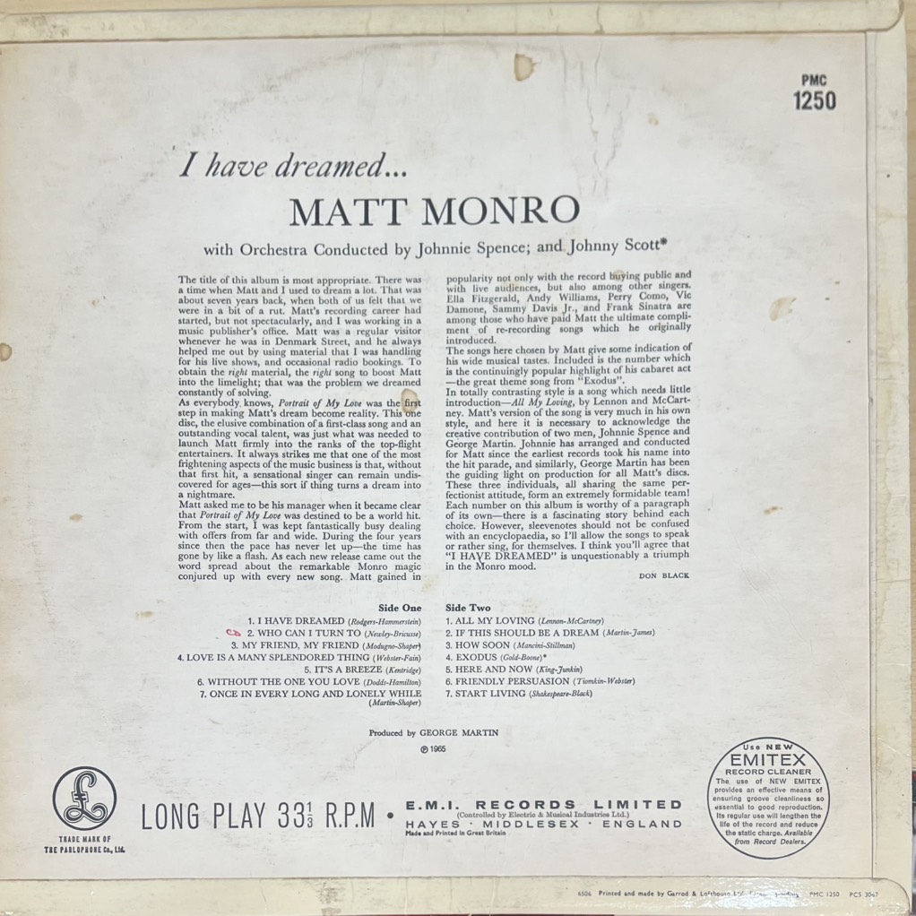 vinyl Matt Monro – I Have Dreamed