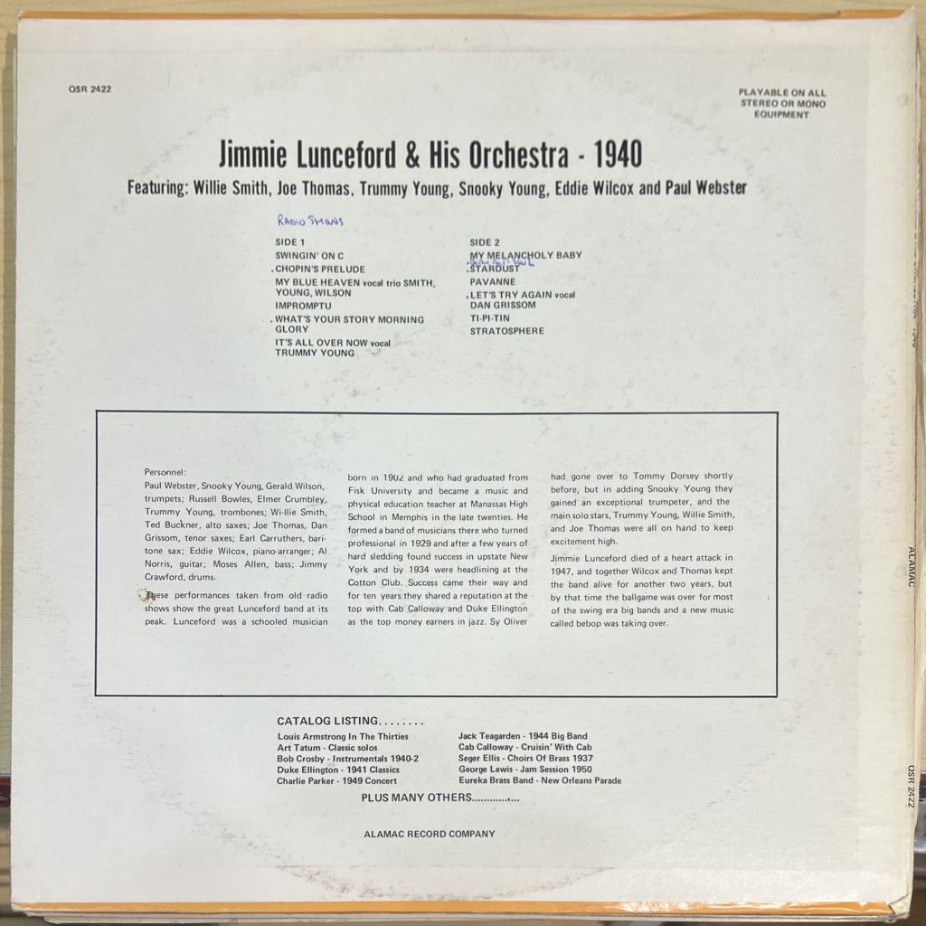 vinyl Jimmie Lunceford & His Orchestra – 1940