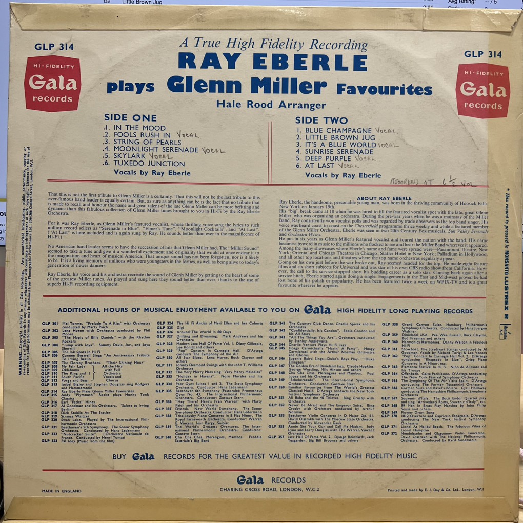 vinyl Ray Eberle – Ray Eberle Plays Glenn Miller Favorites