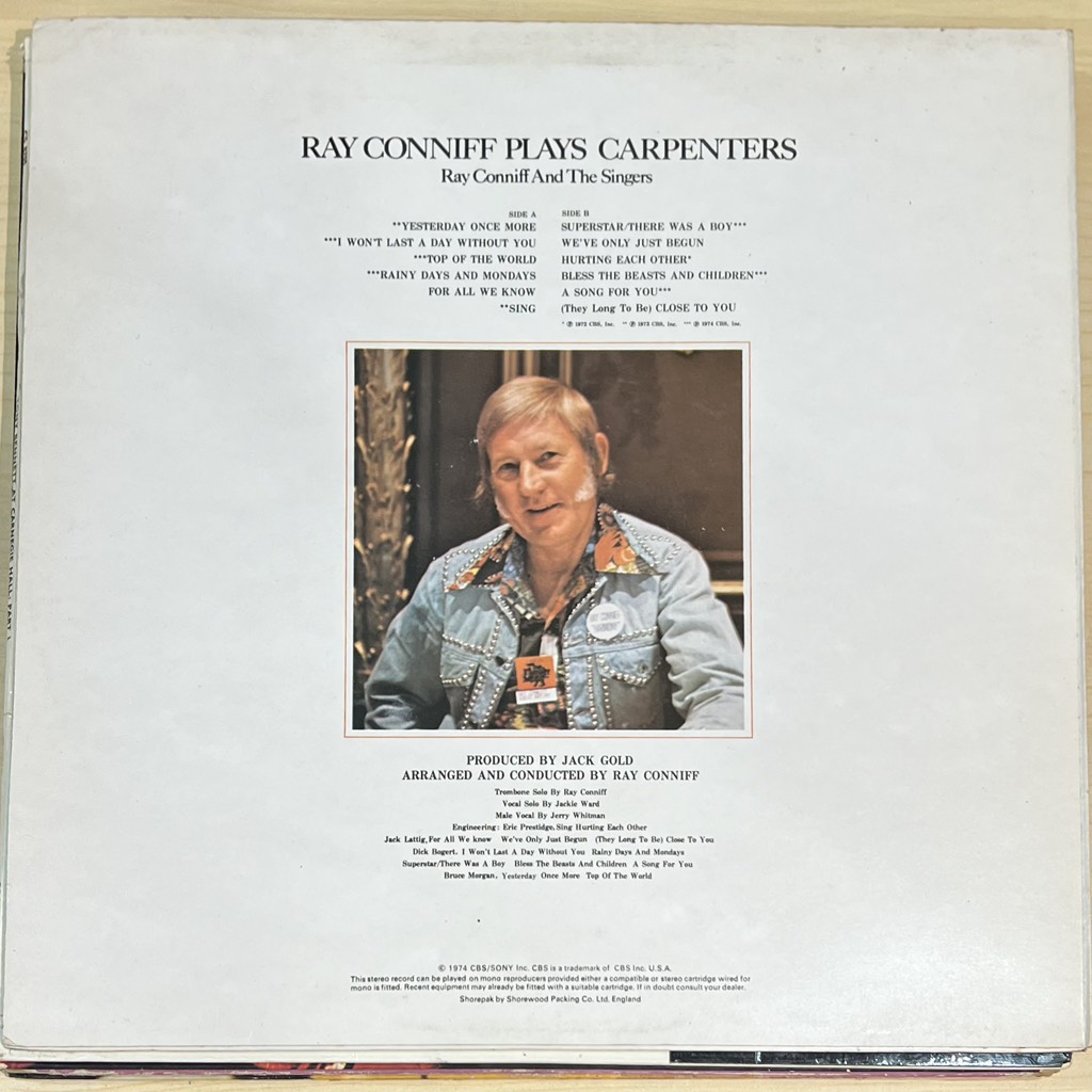 vinyl Ray Conniff And The Singers – Ray Conniff Plays Carpenters