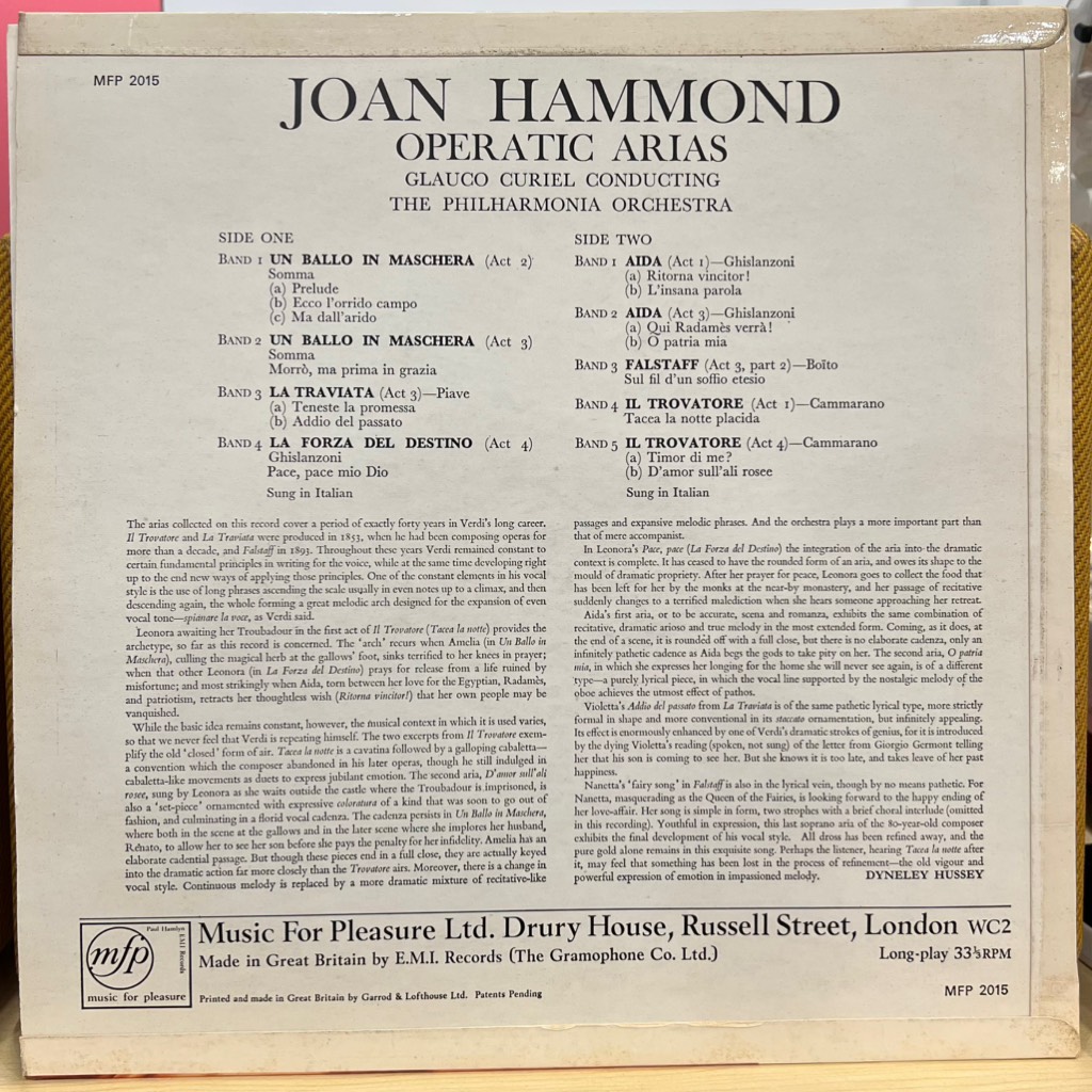 vinyl Joan Hammond – Operatic Arias