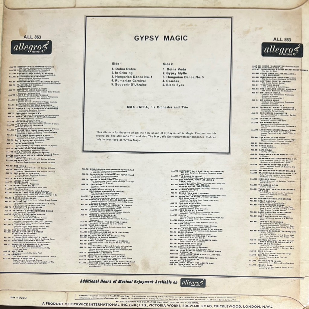vinyl Max Jaffa, His Orchestra And Trio – Gypsy Magic
