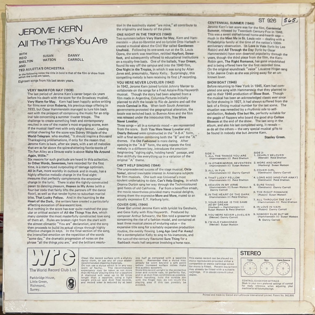 thuê vinyl All The Things You Are - The Songs Of Jerome Kern
