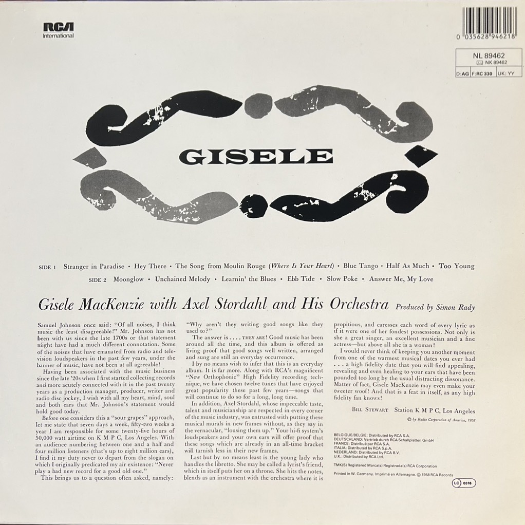 thuê vinyl Gisele MacKenzie With Axel Stordahl And His Orchestra – Gisele